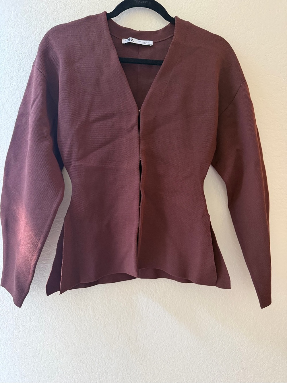 Zara Women's Rust Brown Open-Front Minimalist Jacket